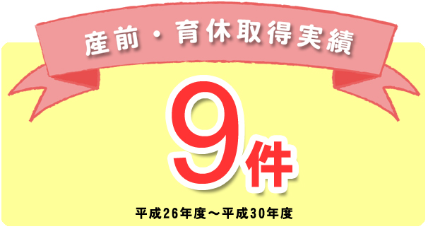 産前・育休取得実績 平成26年度~平成30年度:9件